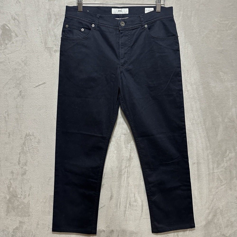 Brax Feel Good Men's Size 33 Navy Blue Cooper Fancy Pants Regular Fit Cotton